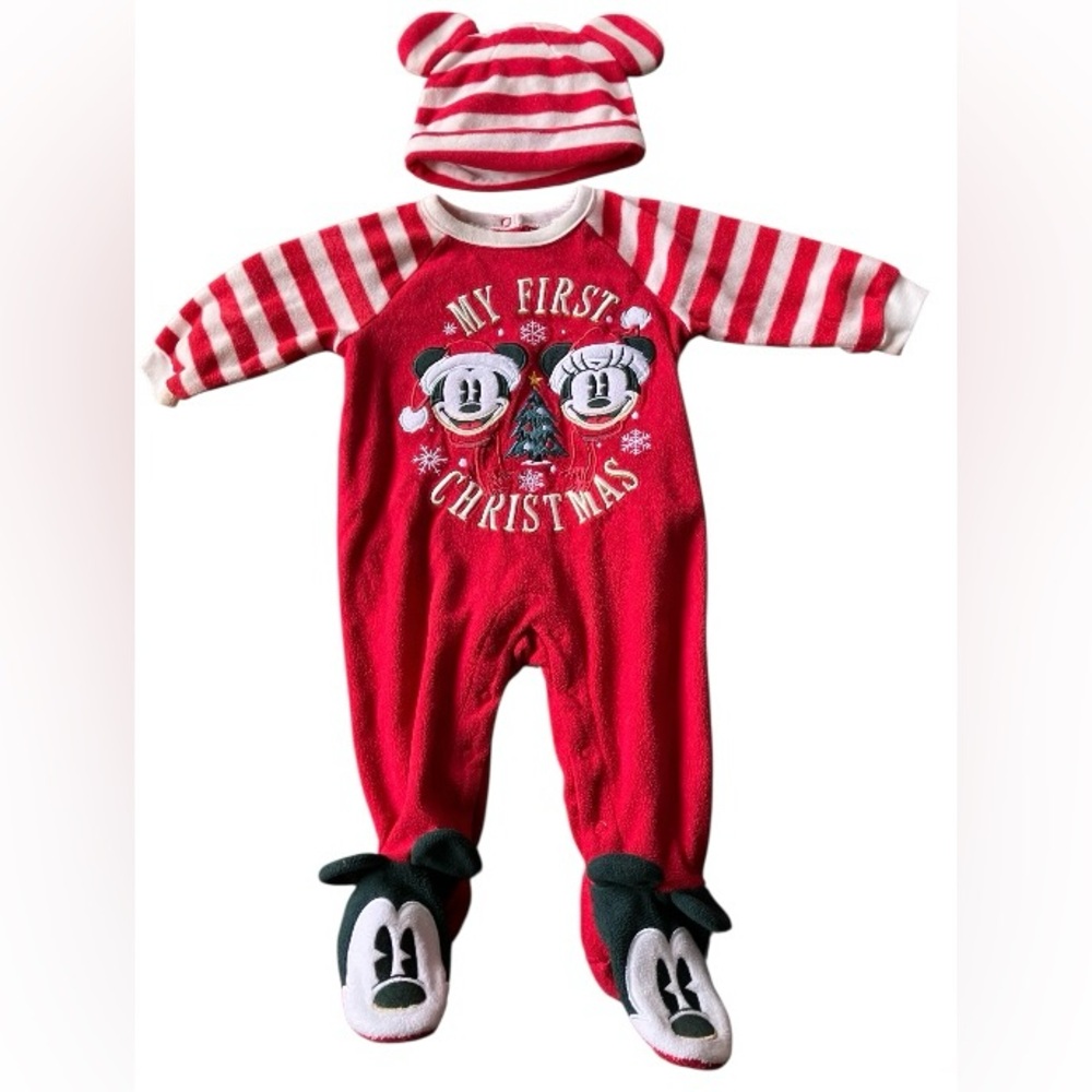 🚫SOLD🚫 Disney Red My First Christmas Fleece Baby One Piece